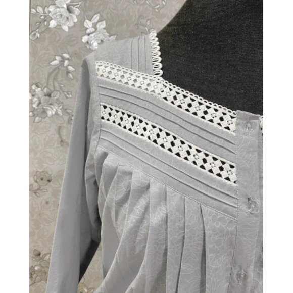 SoieRose Victorian Cotton Nightgown with Lace Yoke & Pintuck Detail – SR-1230 - Picture 4 of 8